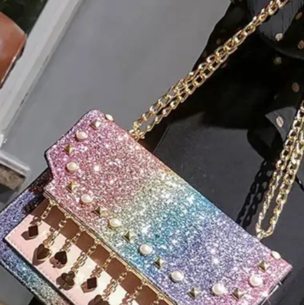 Multicolor Glitter Chain Shoulder Bag - Picture 4 of 5